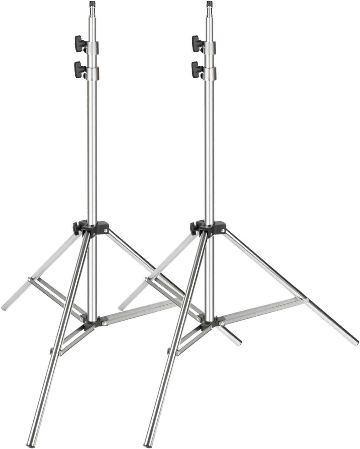 2 Pieces 260cm Stainless Steel Light Stand Kit with 1/4" to 3/8" Adapter L6366