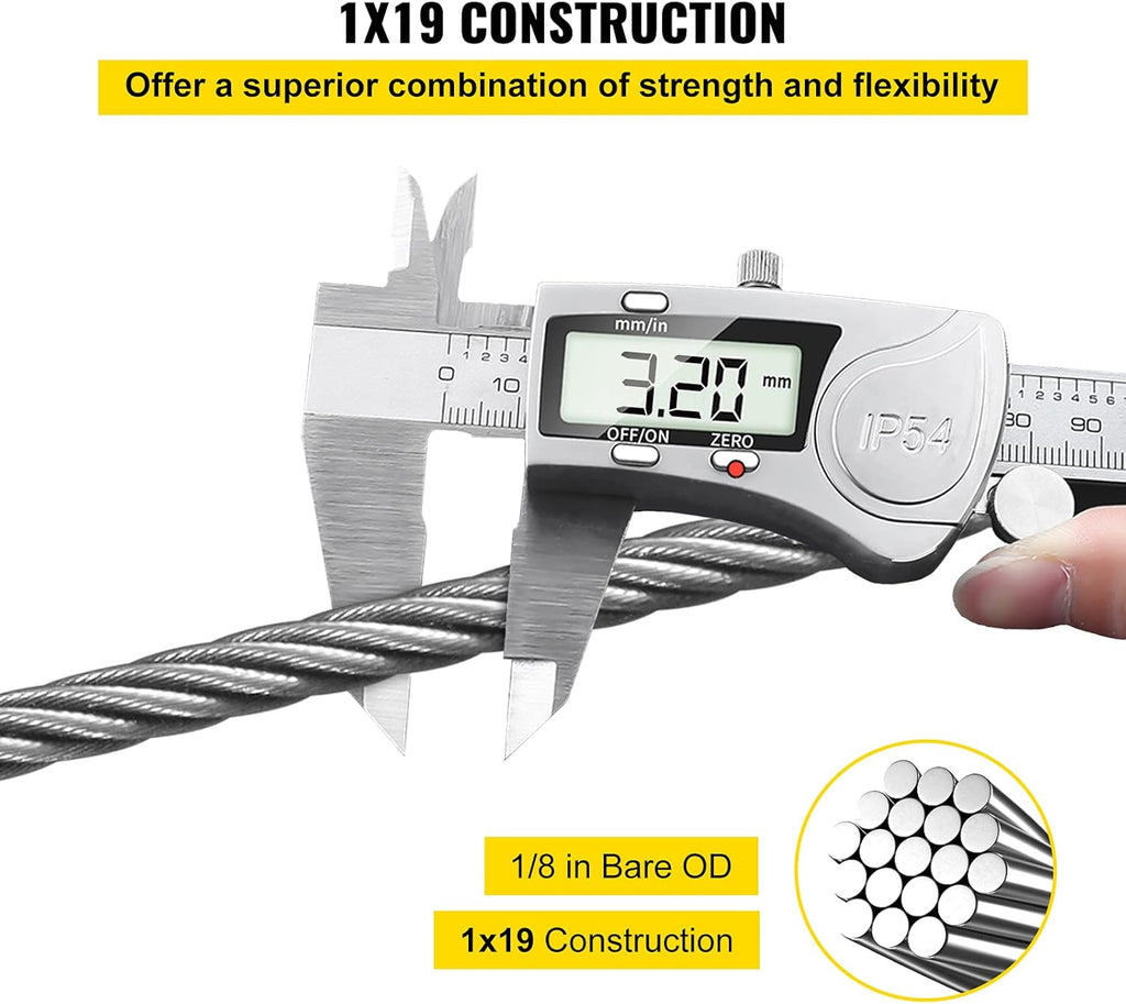 Stainless Steel 1/8 x 1000ft Braided Aircraft Cable C613003