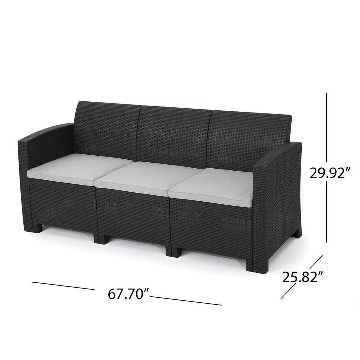 Brown Faux Rattan 3 Seater Sofa Q769