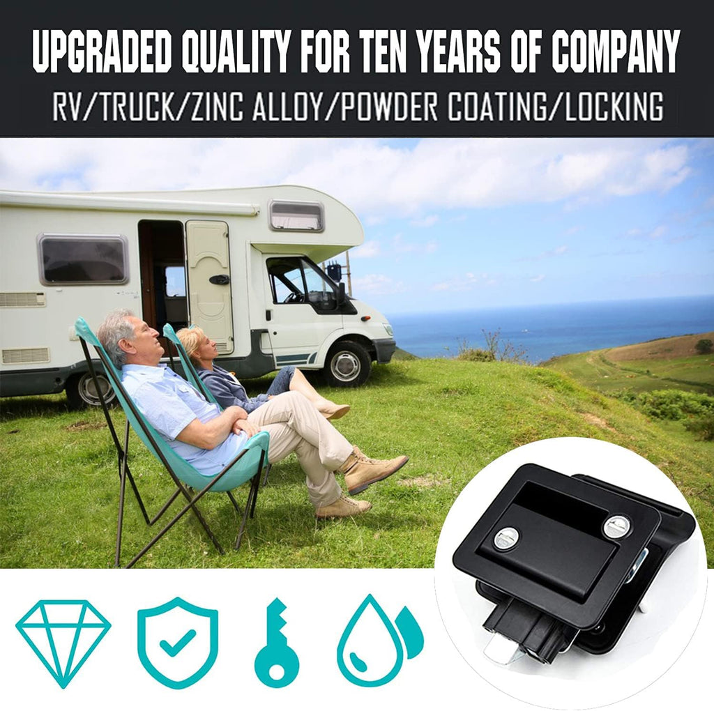 Black Zinc Alloy RV Door Lock with 4 Keys, Pack of 2 M537542