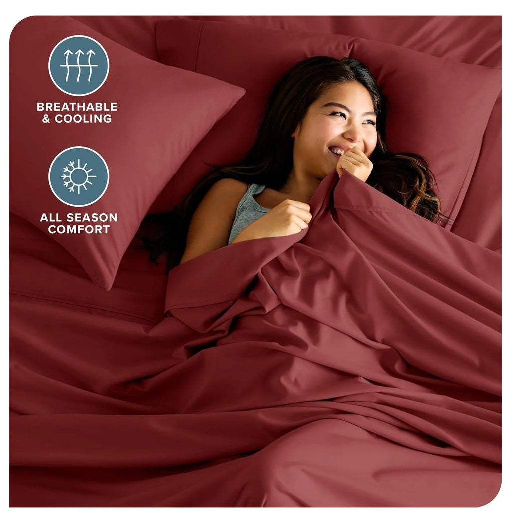 Rosewood 4 Piece Ultra-Soft Microfiber Full Bed Sheets A9526