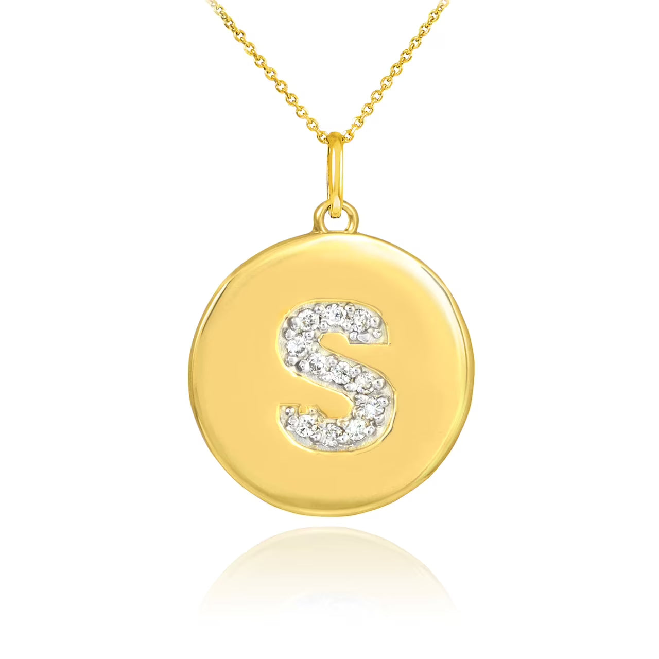 14K Diamond Disc Pendant Necklace with 22" chain W106744