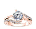 0.70 Carat Round Cut Real Diamond Solitaire Ring with Accents Solid 14K Rose Gold Size 11 J2119