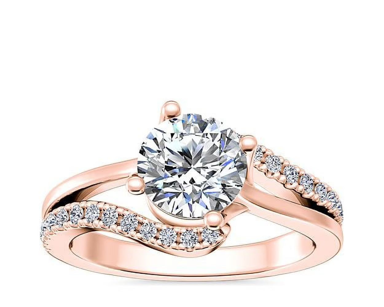 0.70 Carat Round Cut Real Diamond Solitaire Ring with Accents Solid 14K Rose Gold Size 11 J2119