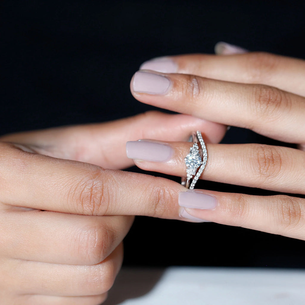 925 Sterling Silver Moissanite Bridal Ring Set R1667