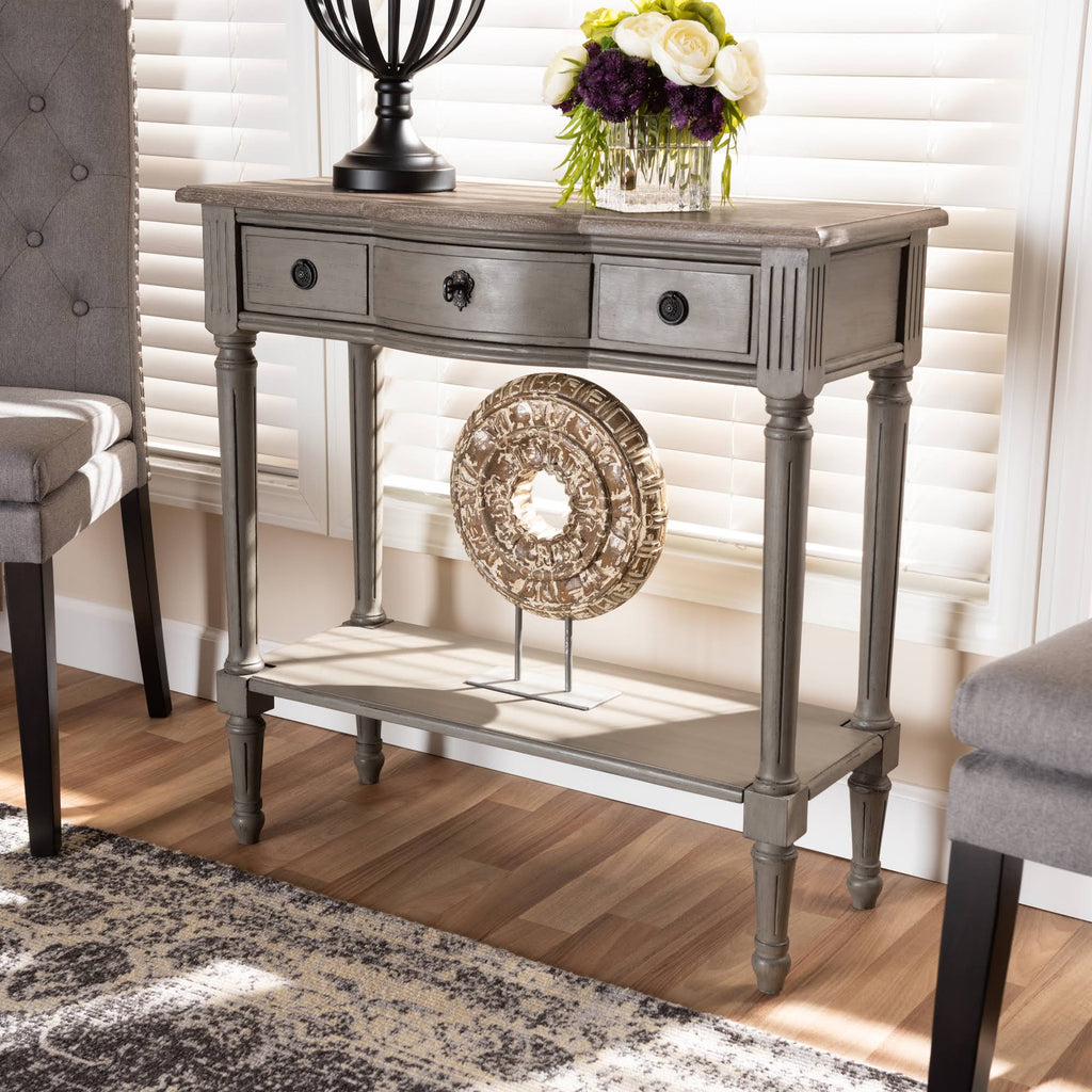Gray 1-Drawer Wood Console Table Y676