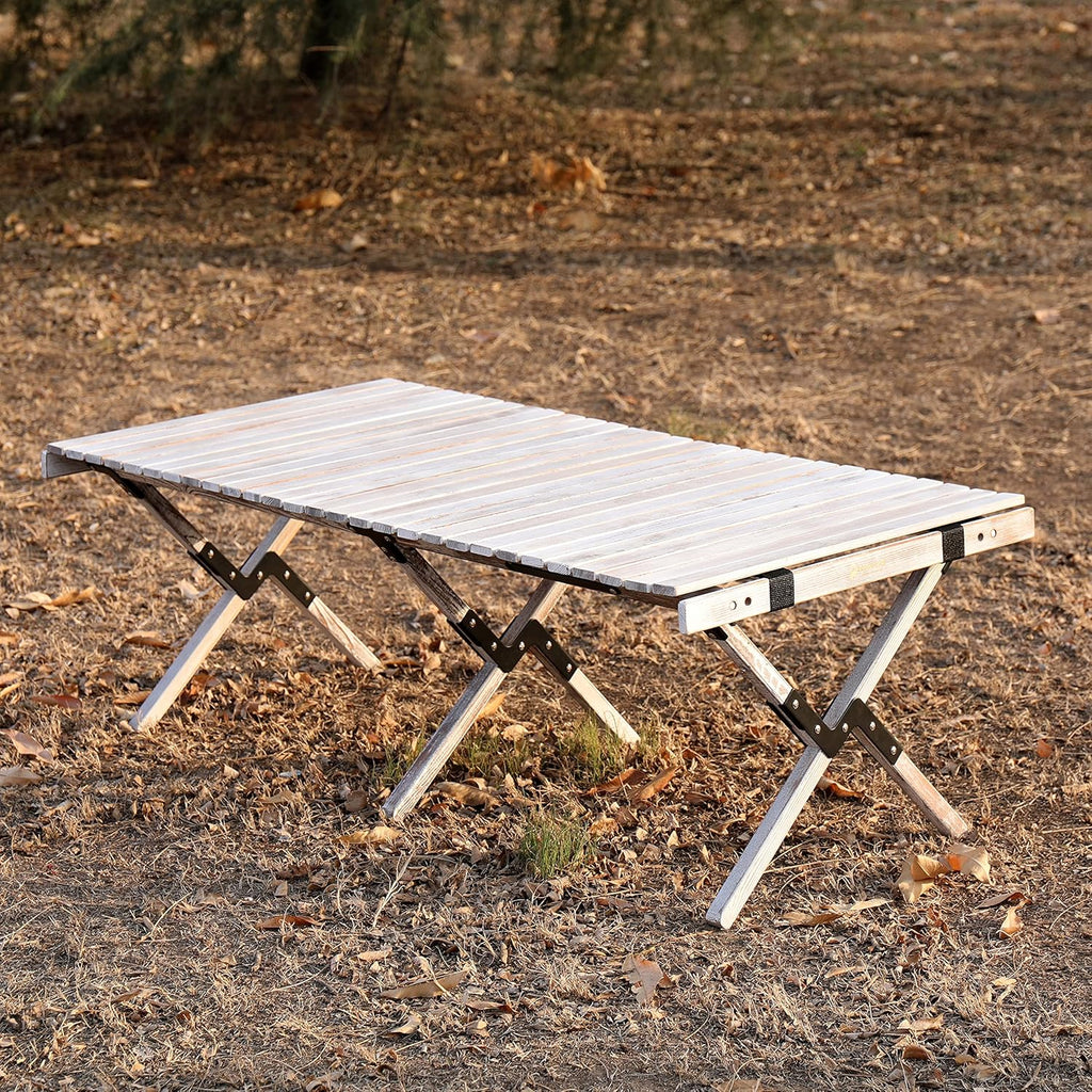 Rustic White Folding Wooden Camping Table P7546