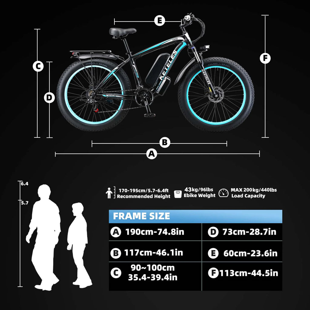 750W Electric Mountain Bike 26" Fat Tire Removable Battery Y263973