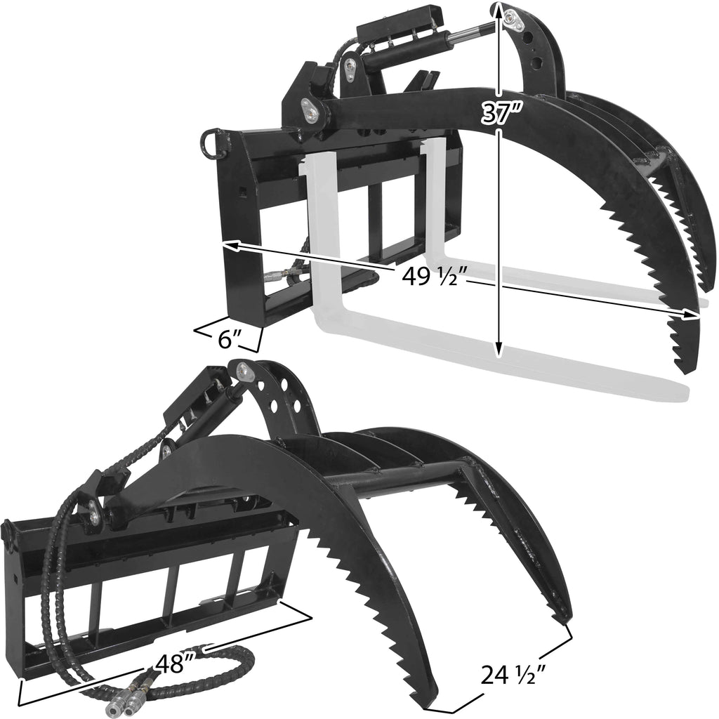 Hydraulic Skid Steer Pallet Fork Grapple Attachment with 60in Fork Blades C309666