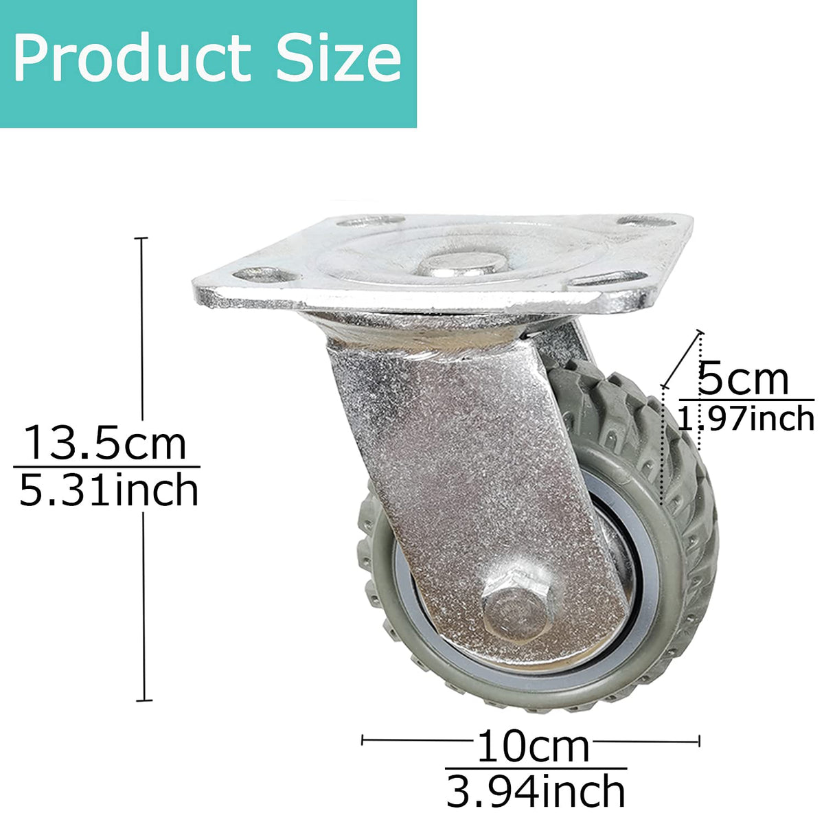 4 Inch Heavy Duty Swivel Casters with Locking Brakes Pack of 2 P5298