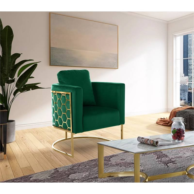 Green Velvet Gold Chair C88823