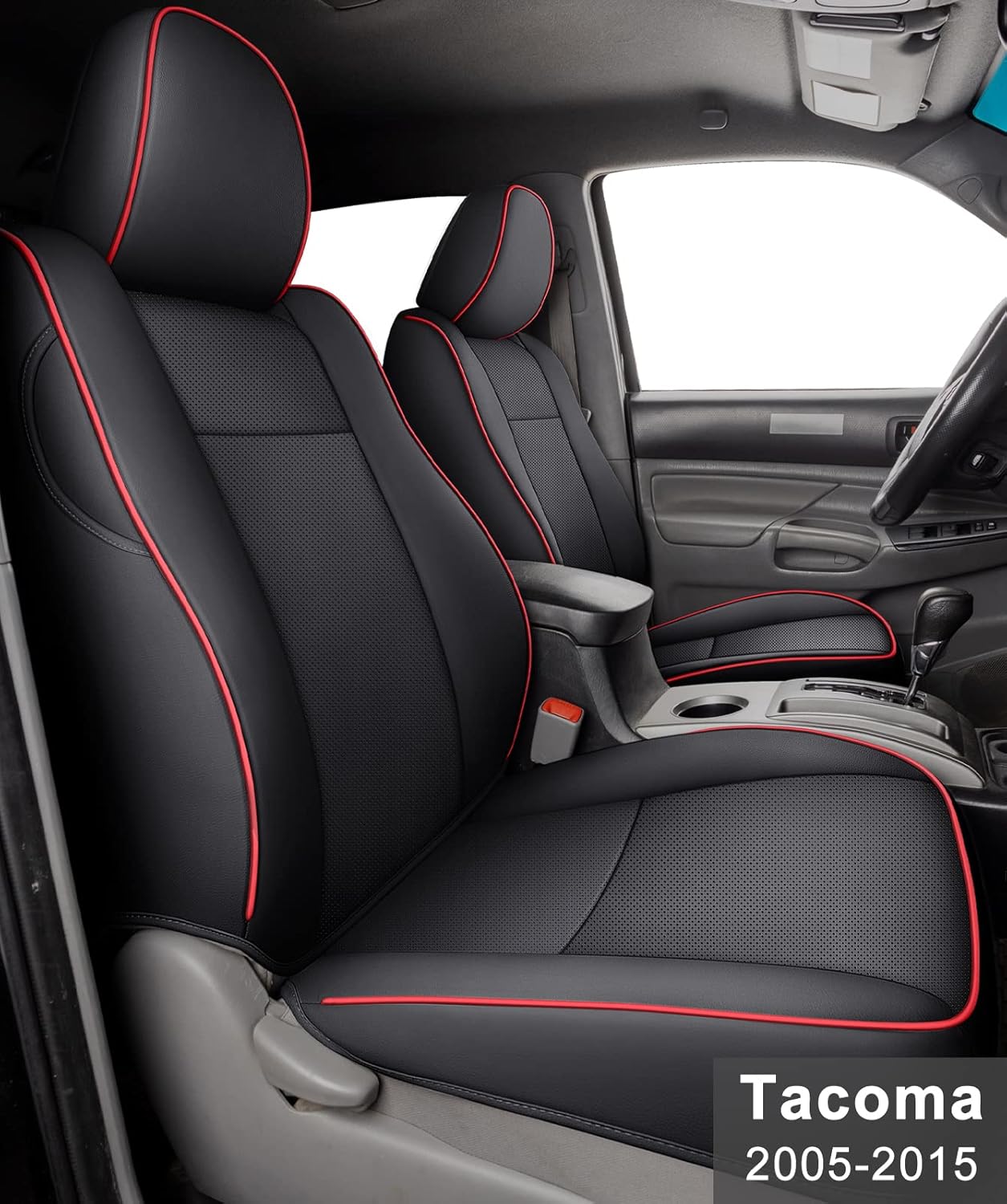 Black 2 pcs Seat Covers for Tacoma Crew Cab and Extended Cab Q93314