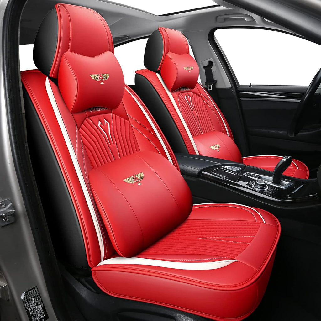 Black PU Leather Car Seat Covers Full Set 5 Seats A4891