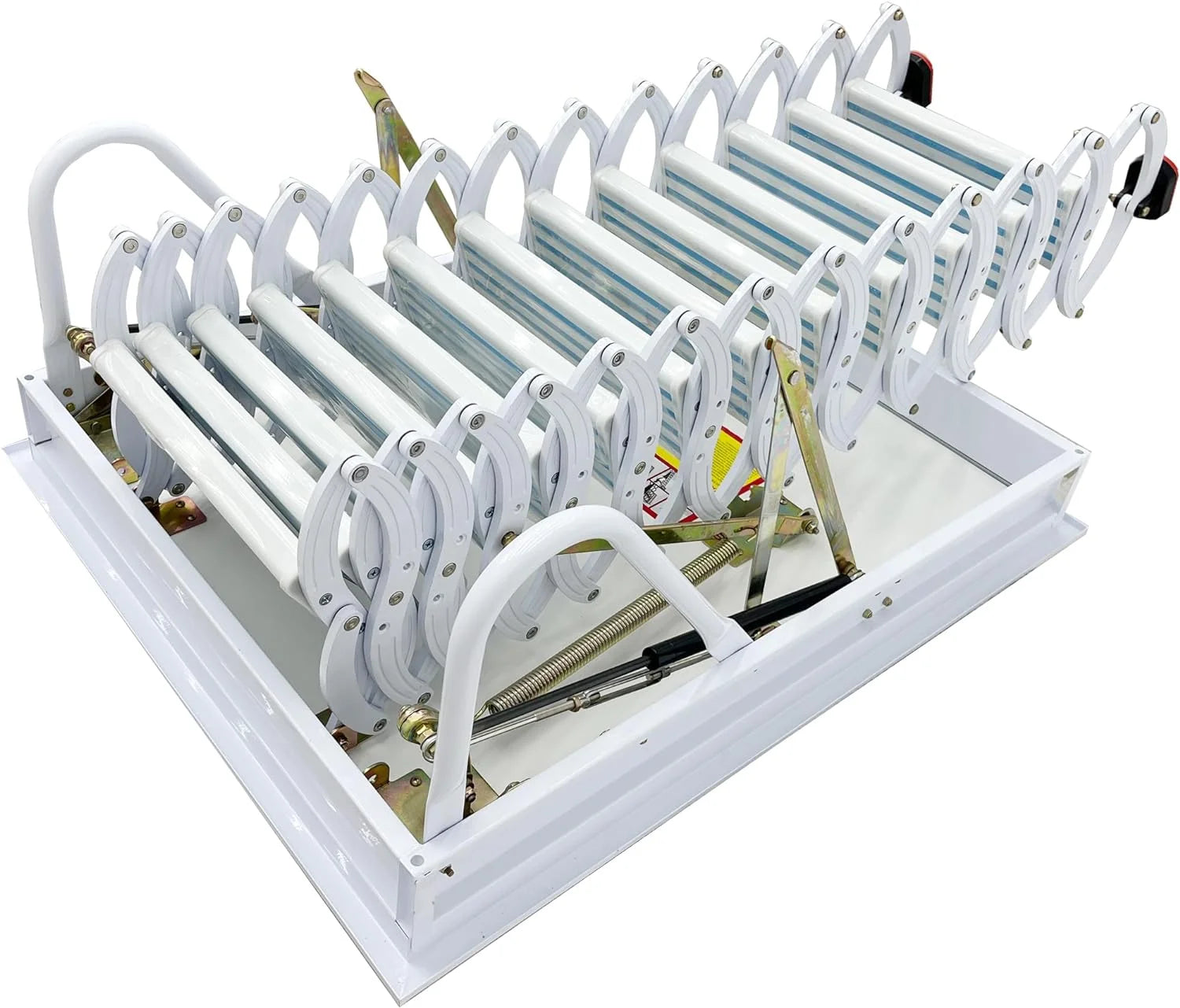 Attic Pull Down Ceiling Ladder Stairs Retractable Folding Extension Loft Stairs Ti-Mg Alloy White 31.5*39.37in Max. 10.5ft Height B135826