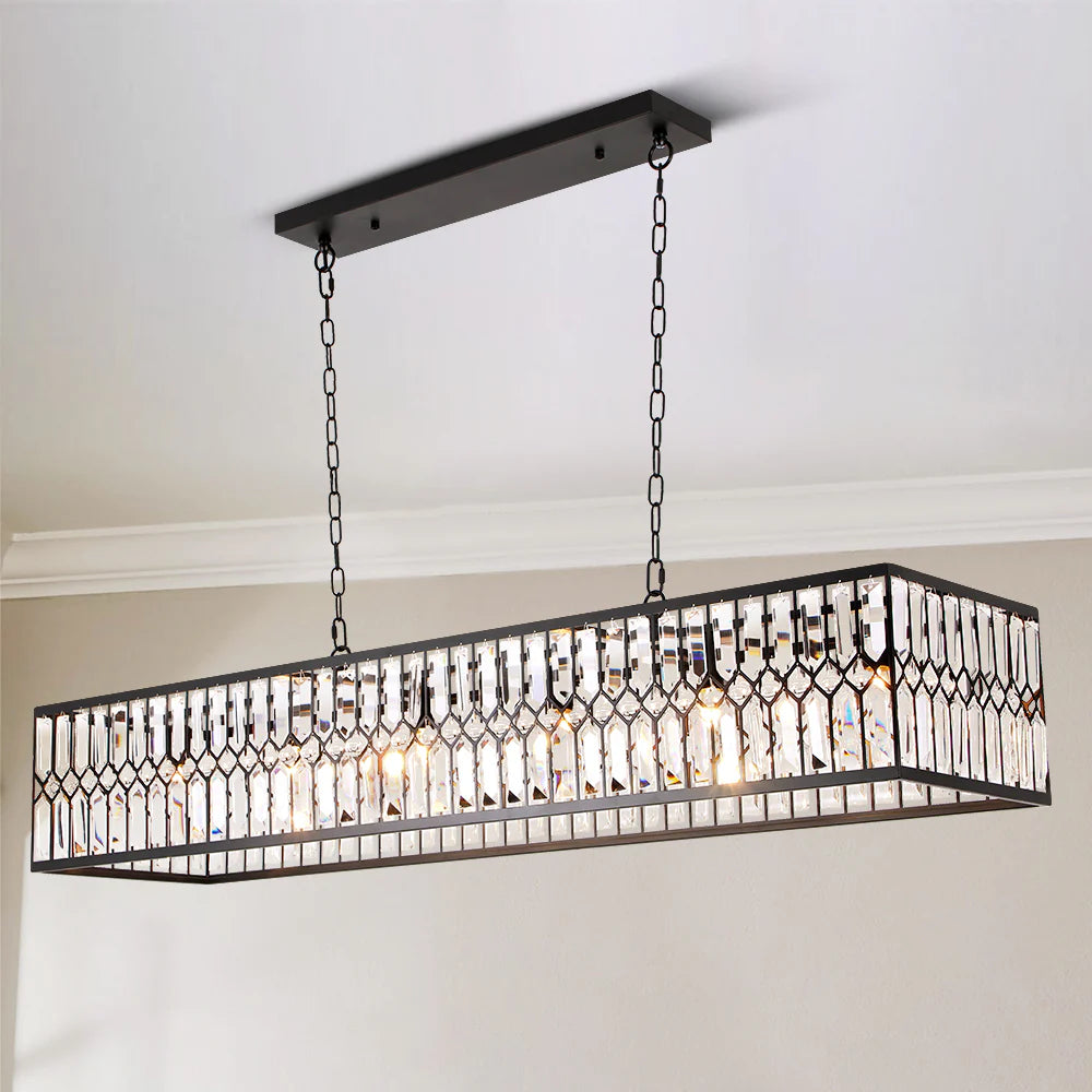 6-Light Crystal Rectangle Island Chandelier Z72818