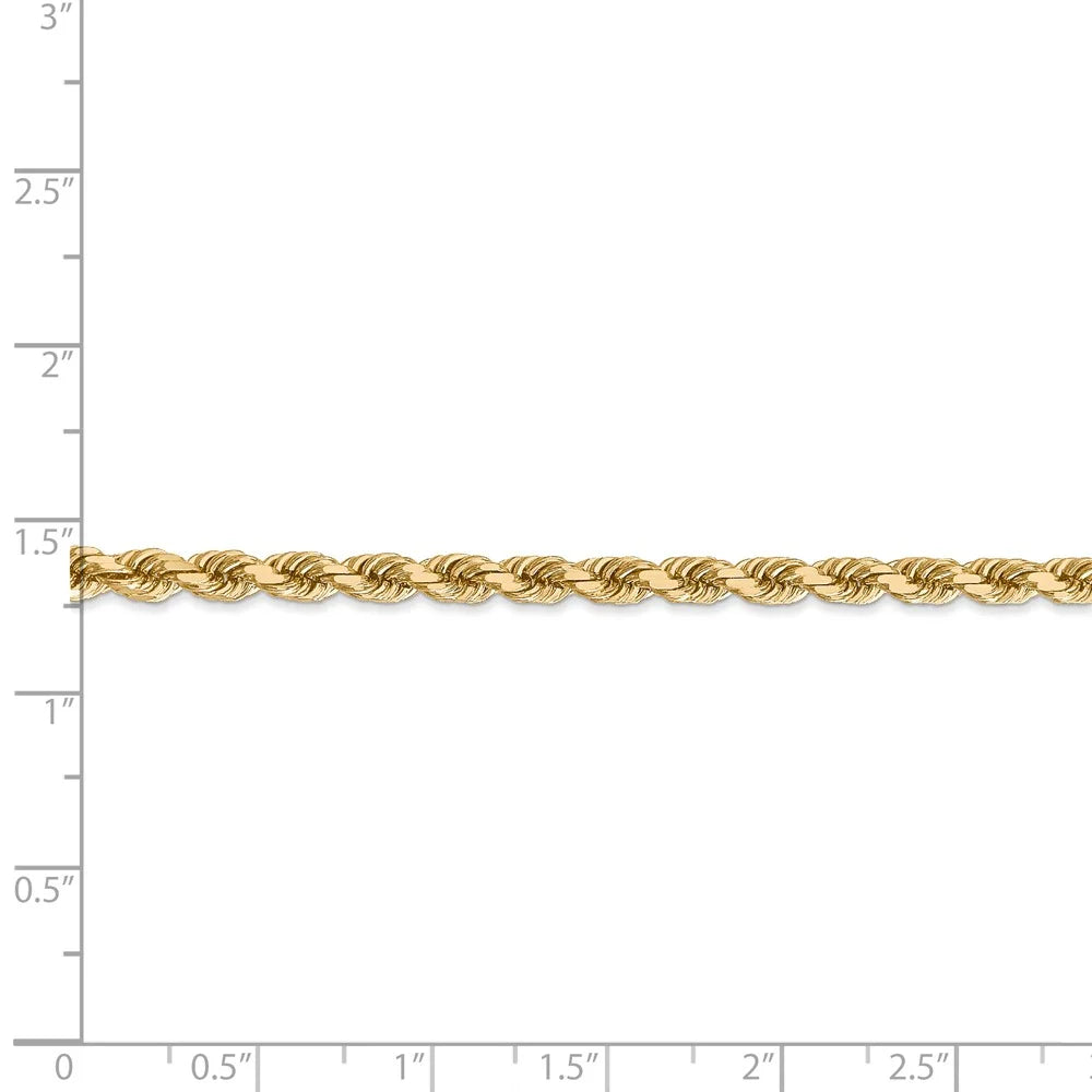 14kt Yellow Gold 4mm Diamond Cut Rope Chain with Lobster Clasp, 30 inch B832