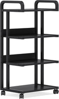 4-Shelf Mobile Printer Stand with Storage Shelves and Wheels Rustic Brown S334808