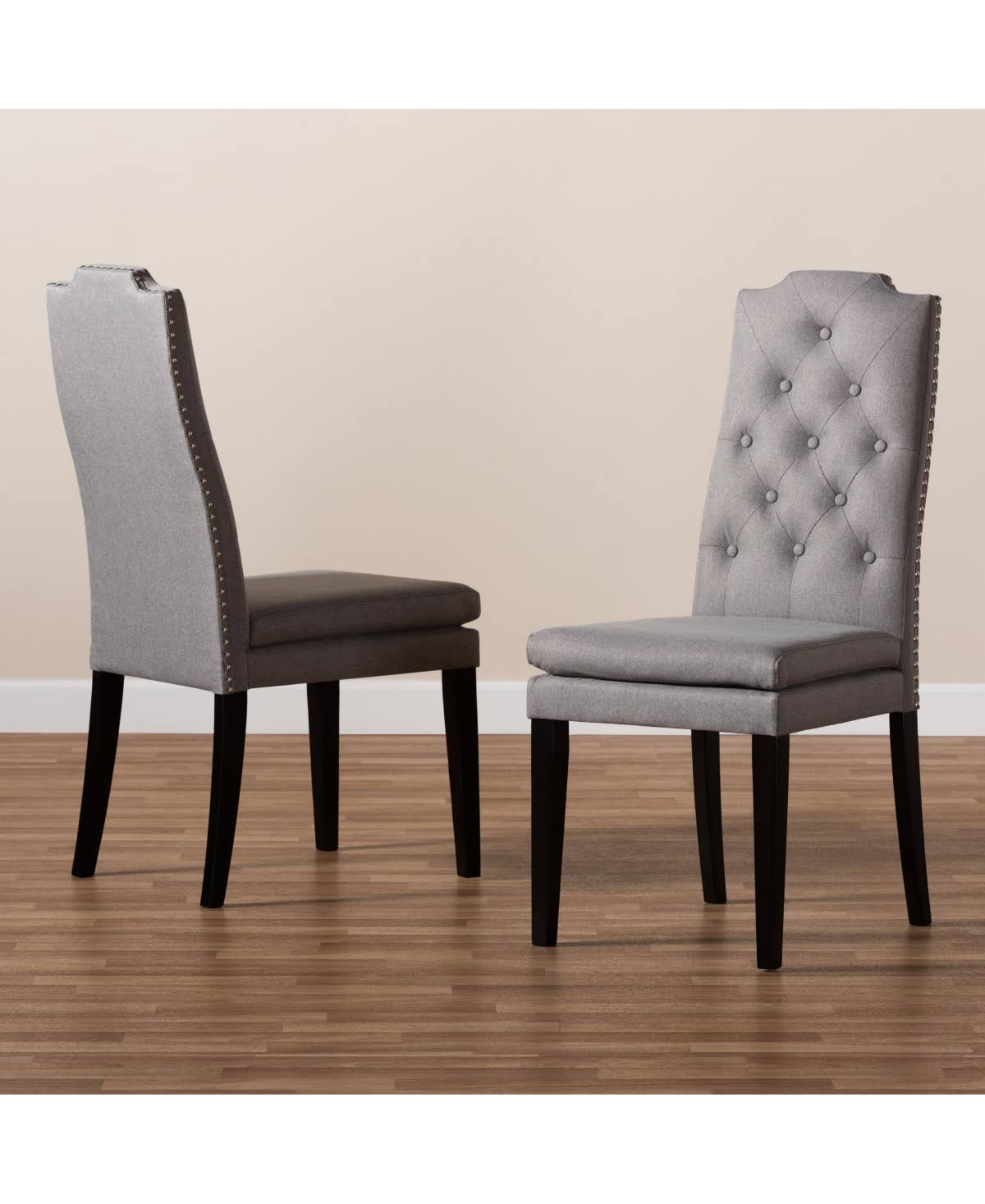 Charcoal Button Tufted Set of 2 Wood Dining Chair L989405