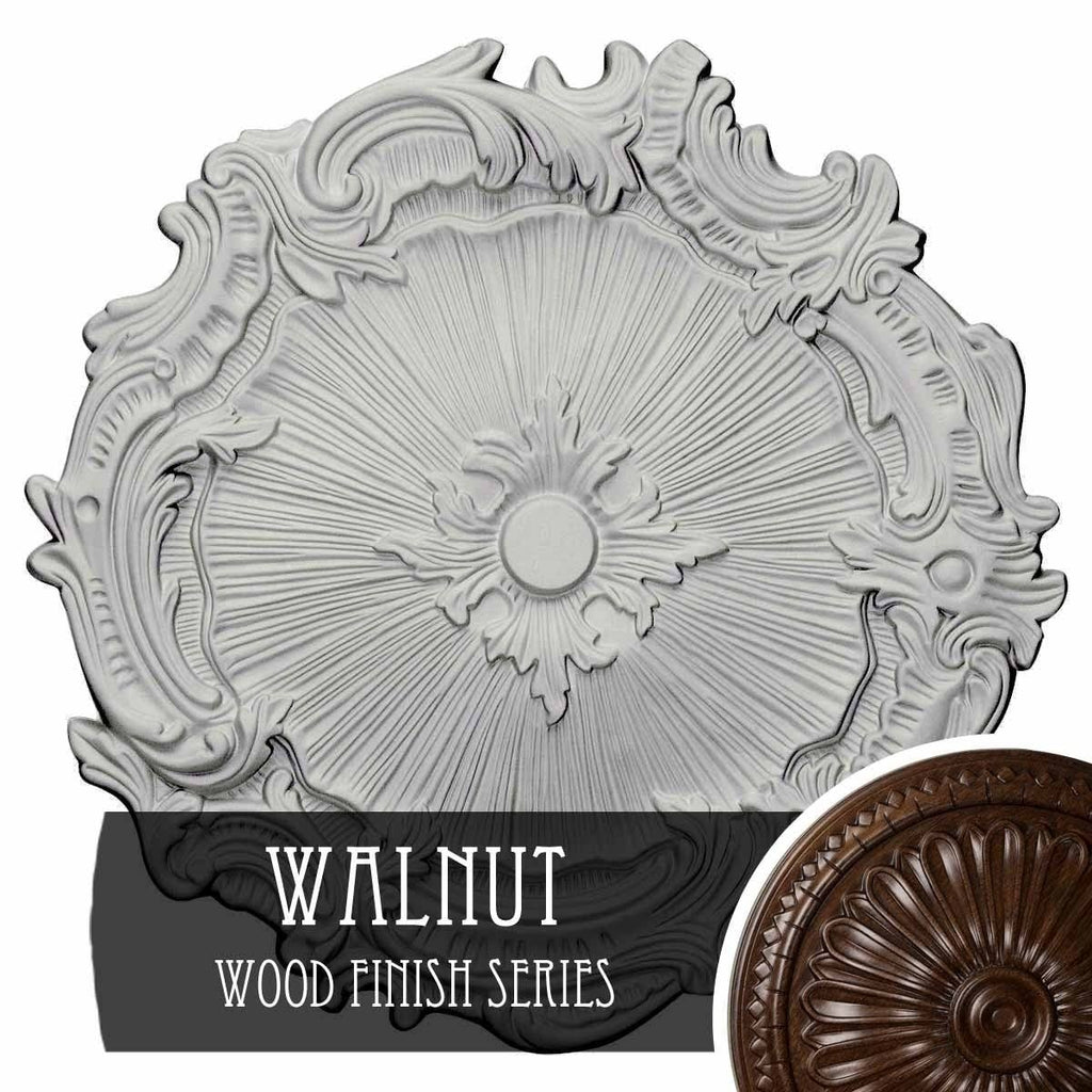 16 3/4x22OD x 1 3/8x22P Hand-Painted Walnut Ceiling Medallion T575942