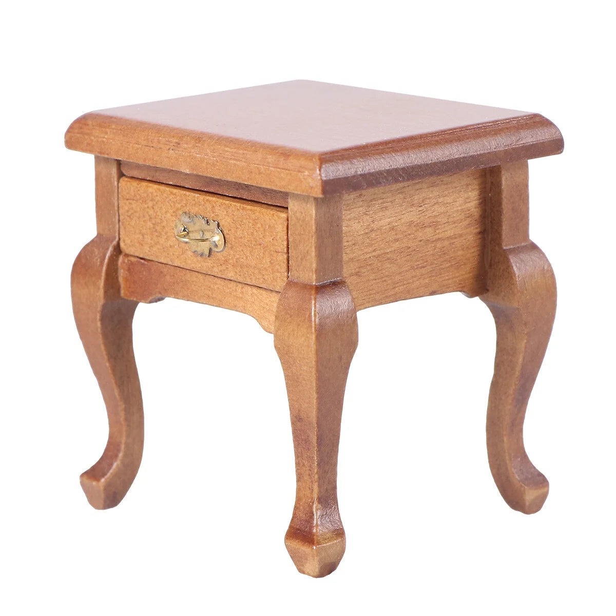 1:12 Walnut Color Wooden Bedside Table Miniature Furniture L134923