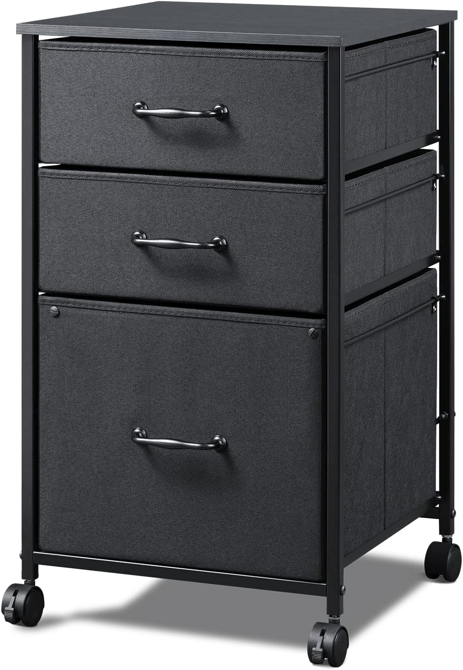 Rustic Brown Mobile File Cabinet with Open Storage Shelf, Pack of 2 Z22303