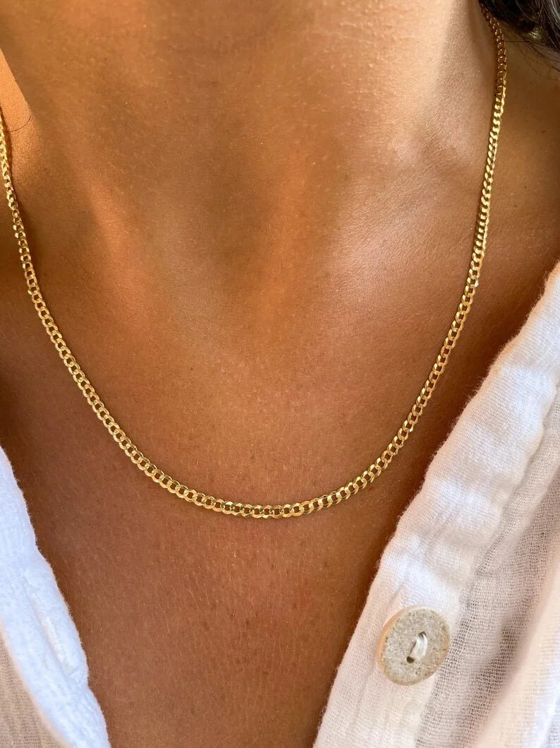 10K Solid Yellow Gold Cuban Link Curb Chain Necklace 2mm 16" 18" 20" 22" 24" 26" L980776