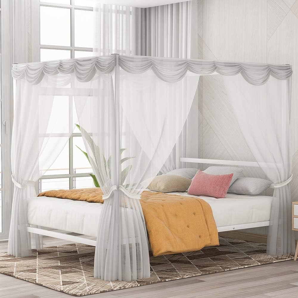 Black Queen Metal Canopy Bed Frame P5413