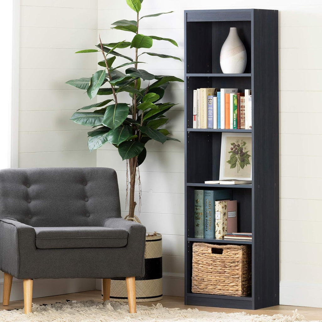 Pure White 5-Shelf Narrow Bookcase M338