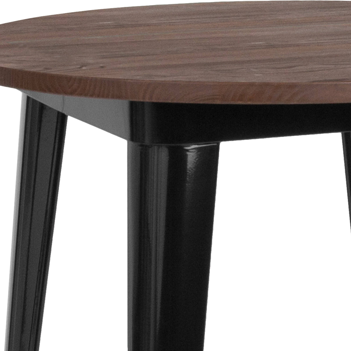30 inch Round Metal Bar Height Table with Black Wood Top J4289
