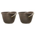 100 Foot Resin Wicker Garden Water Hose Storage Holder Pot (2 Pack) R1373