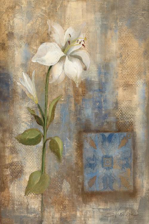 Lily and Tile Print Canvas Art N4714
