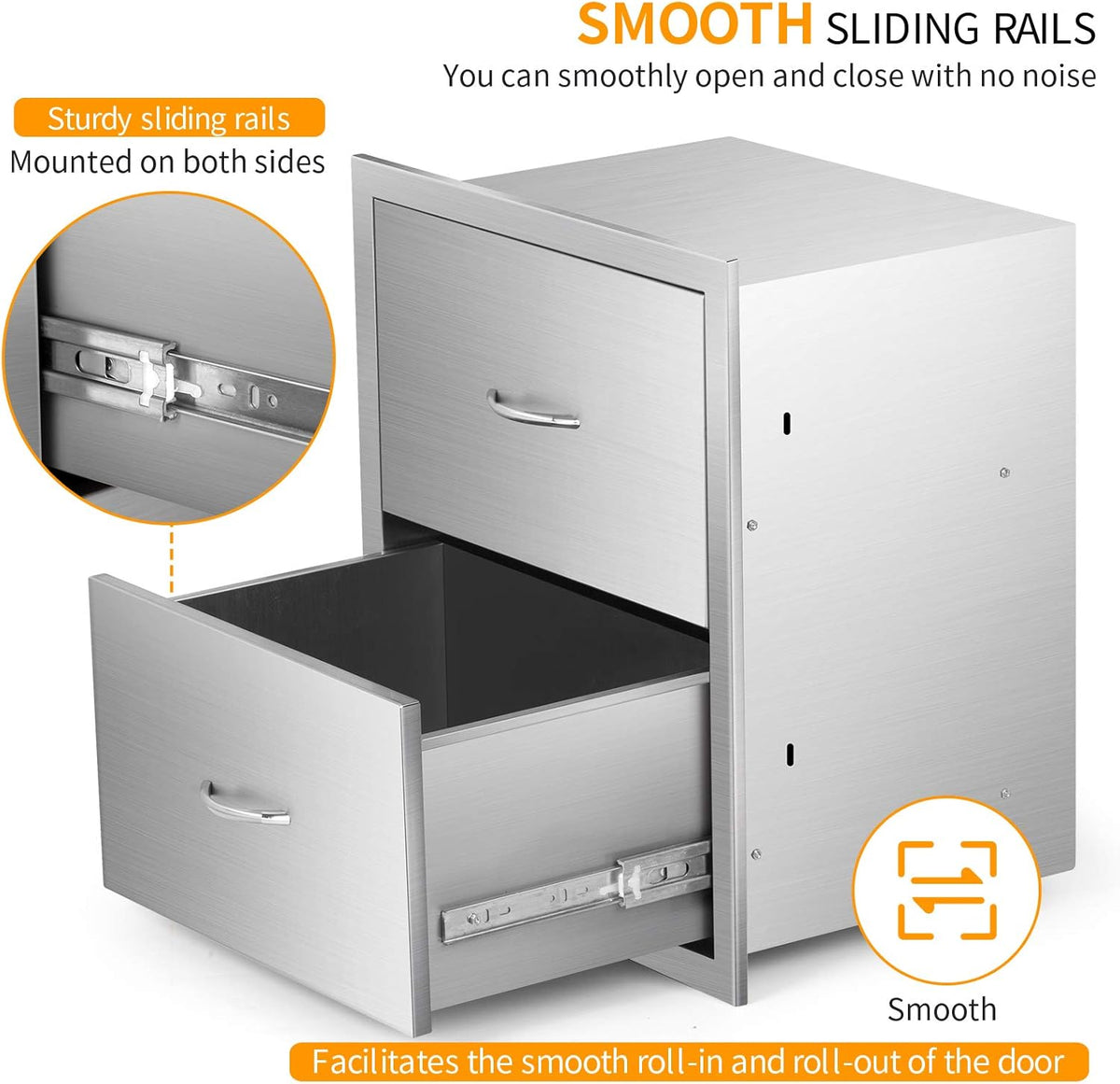 Stainless Steel 2-Layer Barbecue Drawers with Handles D395810
