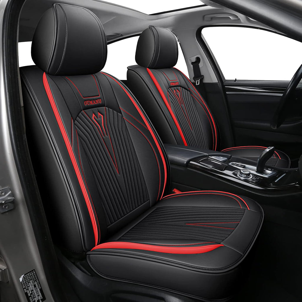 Black PU Leather Car Seat Covers Full Set 5 Seats A4891