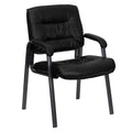 Black Leather Executive Side Reception Chair with Metal Frame A478037