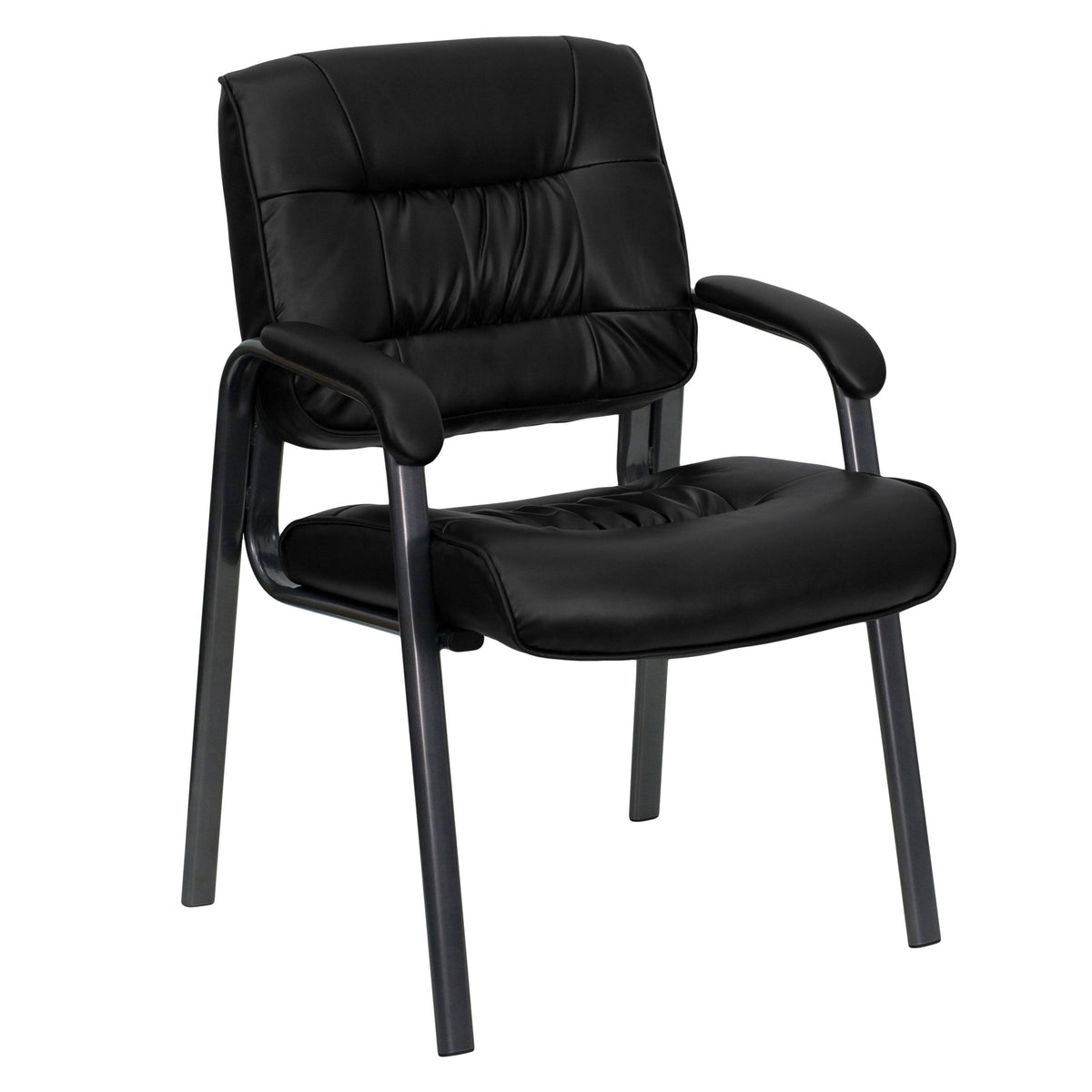 Black Leather Executive Side Reception Chair with Metal Frame A478037