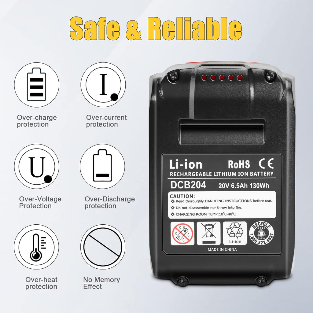 2-Pack 6.5Ah 20V Lithium ion Battery Pack B370475
