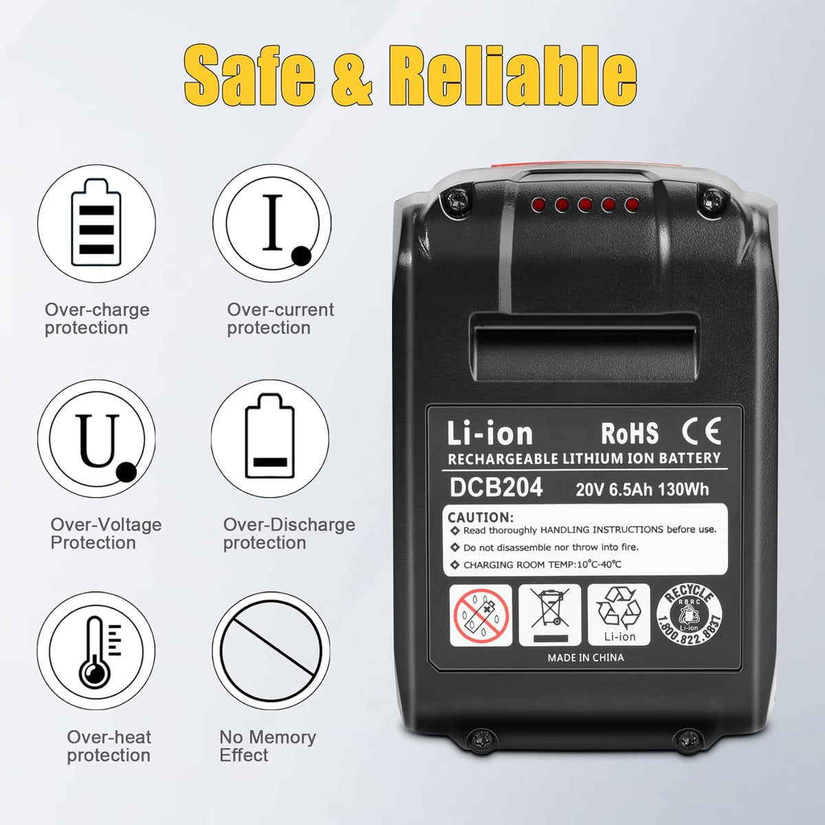2-Pack 6.5Ah 20V Lithium ion Battery Pack B370475