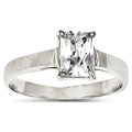 925 Sterling Silver Solitaire Emerald CZ Ring Size 8 W3537