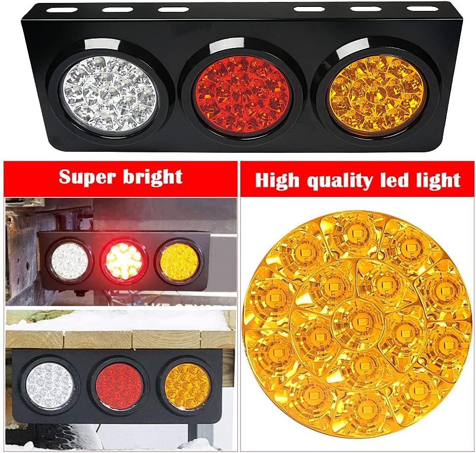 LED Truck Trailer Tail Lights with Iron Bracket Base, 48-LED, 2 PCS K3745