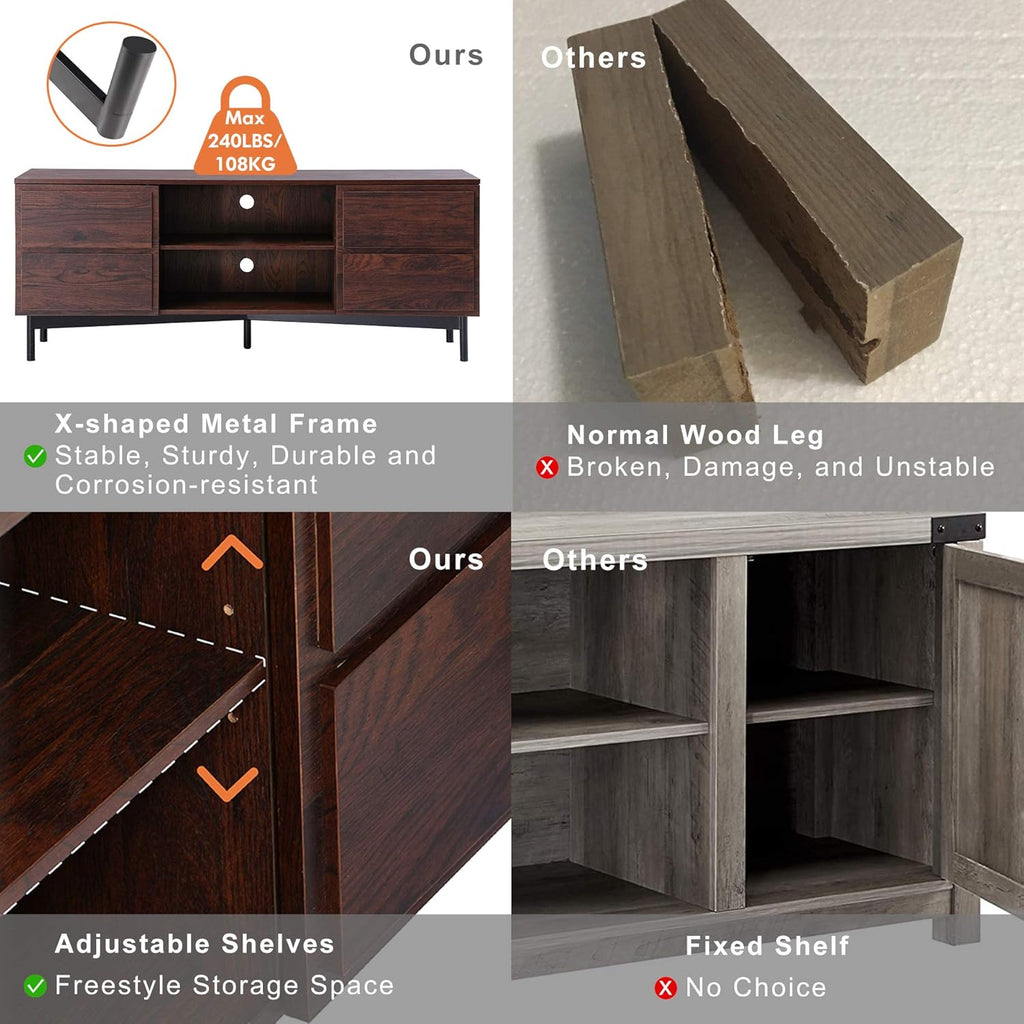 Rustic Walnut Wood TV Stand Y800
