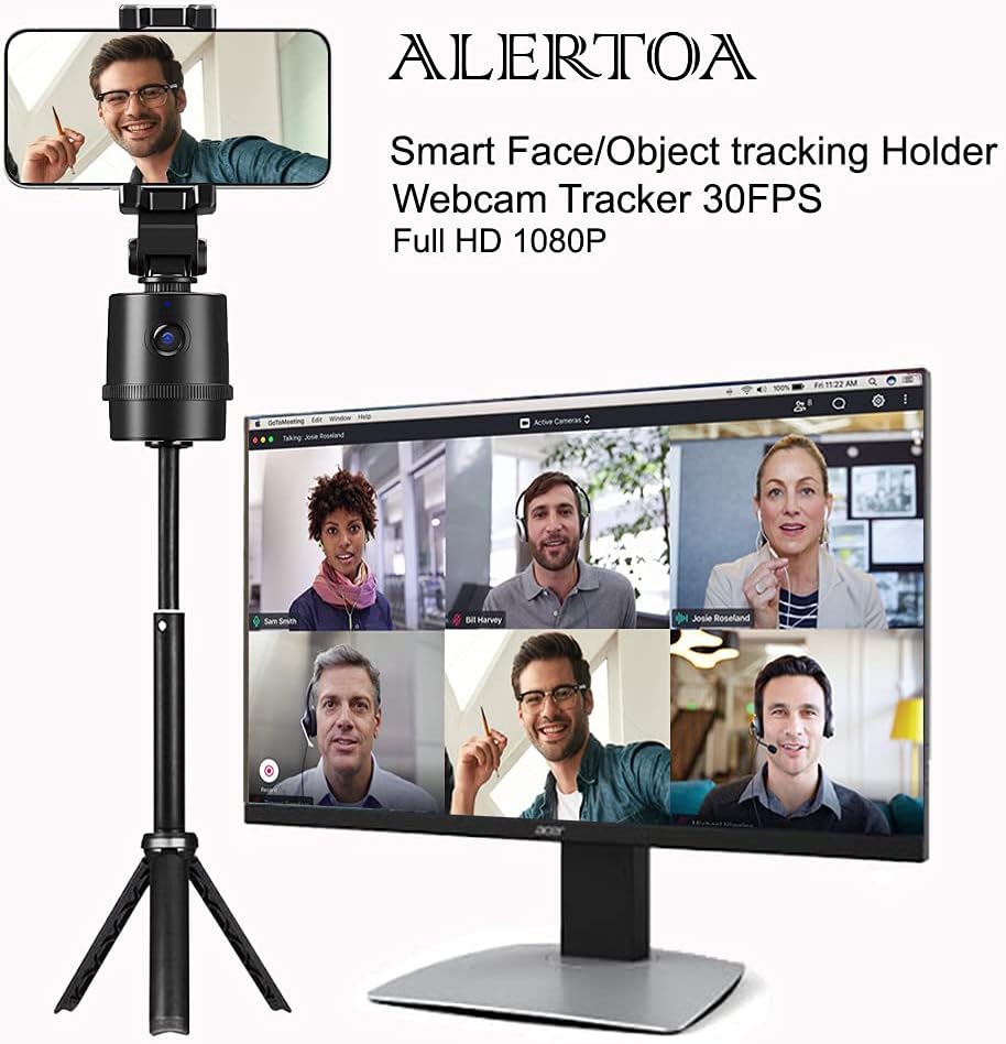 Smart Face Tracking Phone Holder Selfie Stick, Robot Motion Tracking Camera Tripod Stand Webcam, Build-in Battery Pack of 2 D2051
