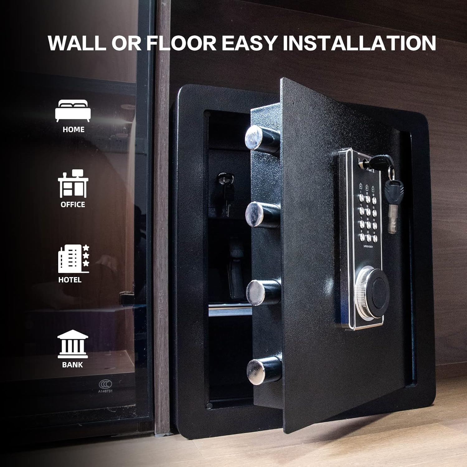 2.05 Cub Security Safe with Digital Keypad Fireproof Safe with Inner Cabinet LED Light W633