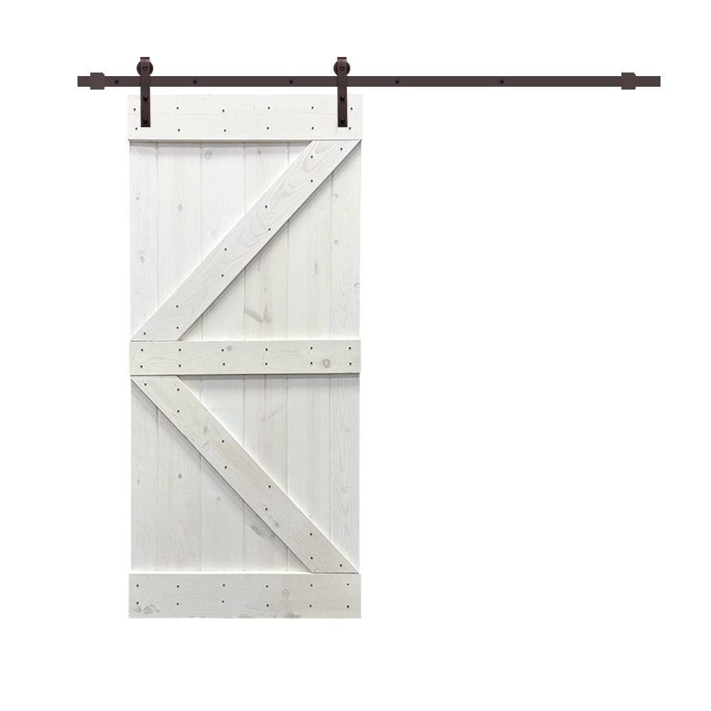 Jungle Green Stained Wood Interior Sliding Barn Door with Hardware Kit K675