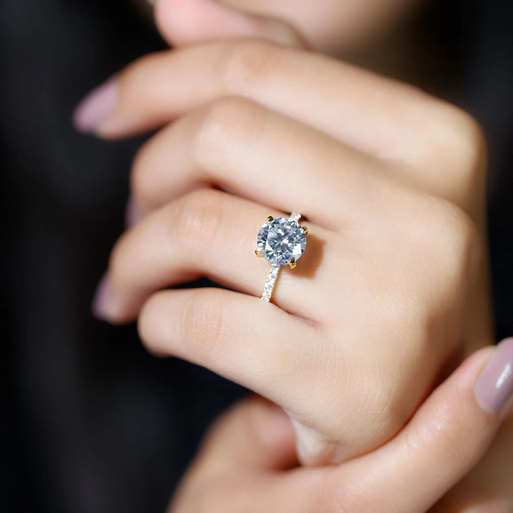 14K Yellow Gold Moissanite Solitaire Engagement Ring K8507