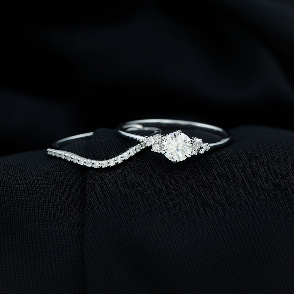 925 Sterling Silver Moissanite Bridal Ring Set R1667