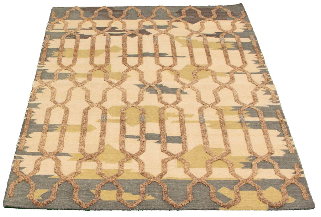 Ivory Wool Kilim Rug B176442