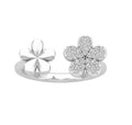 14K White Gold Diamond Double Flower Ring, Size 7 M75371