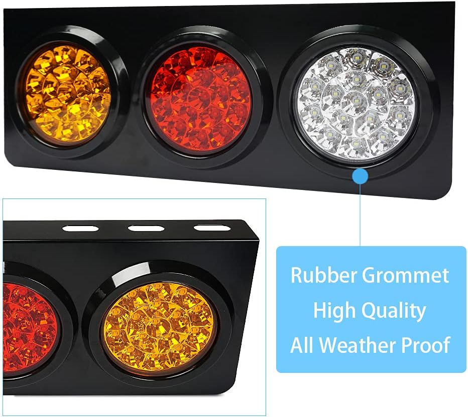 LED Truck Trailer Tail Lights with Iron Bracket Base, 48-LED, 2 PCS K3745