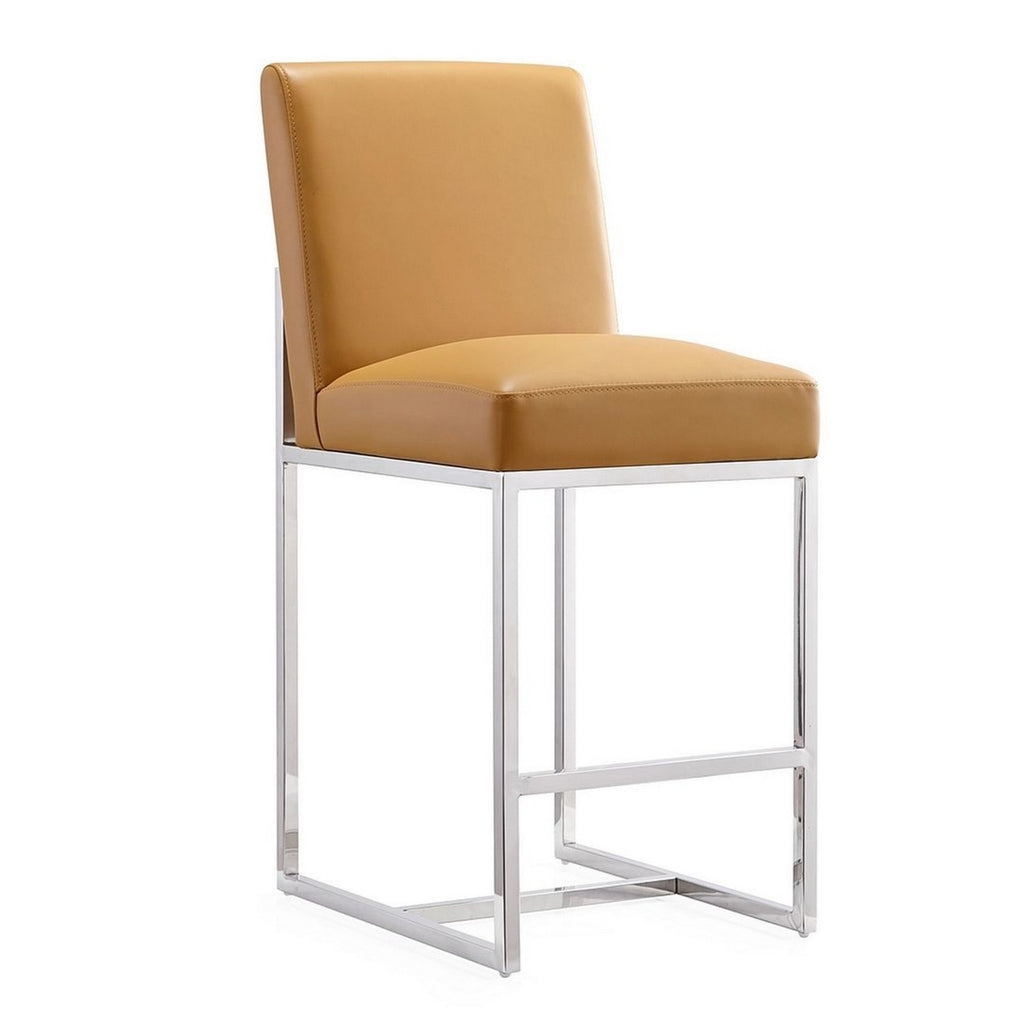Camel Polished Chrome Stainless Steel Counter Height Bar Stool Set of 2 C388872
