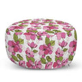 Pale Olive Green/Pink Round Pouf Ottoman O400407